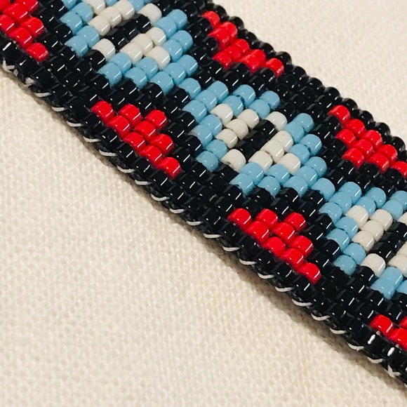 Sundance Inspired Loom Woven Bead Bracelet Genuine Buffalo Head Nickel & Leather - Picture 6 of 10